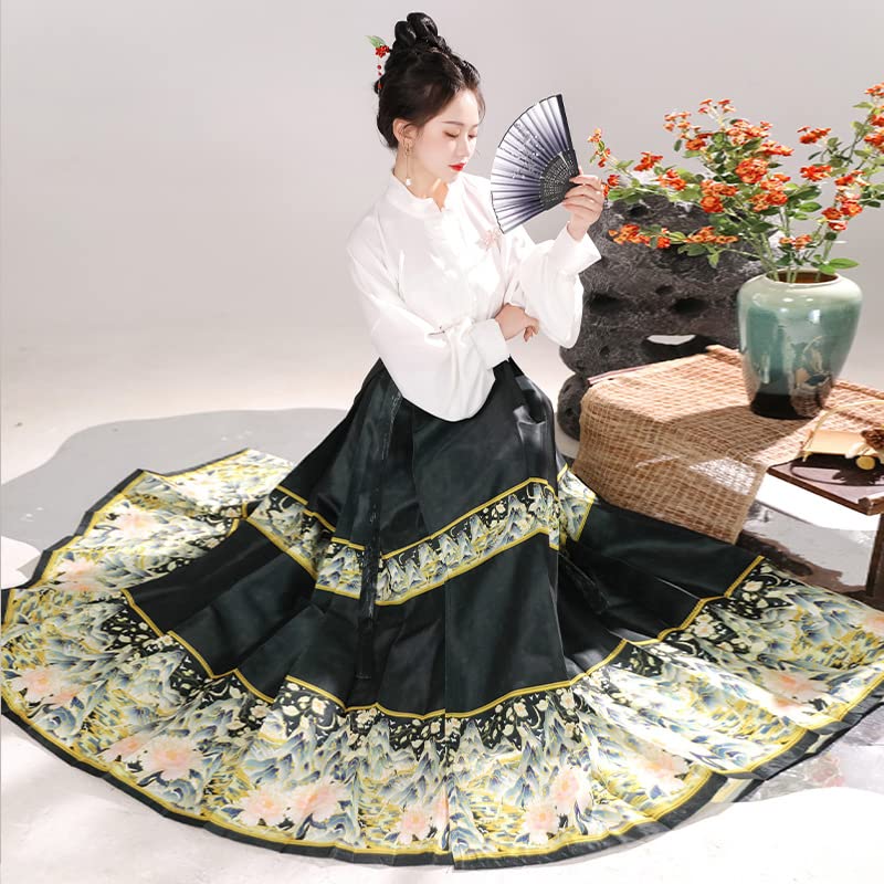Jupe Hanfu résolvant le manque d'originalité pour fêtes style Chinois manches avion - 4