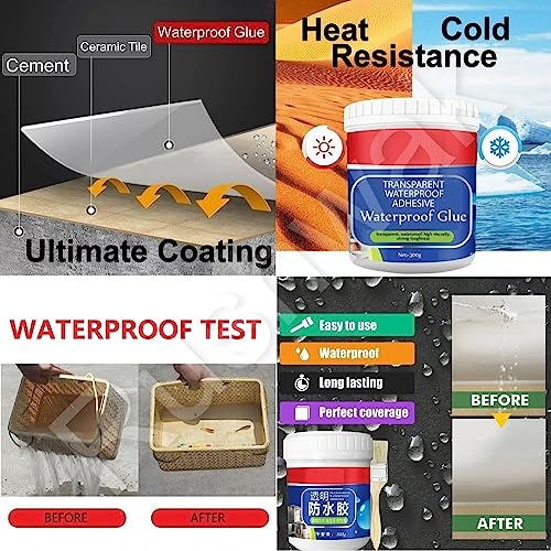 Image of Rushwak Crack Seal Agent 300gm with Brush Transparent Waterproof Roof Leakage Crack Seal Agent Roof Water Leakage Solution Water Proof Solution Transparent Solution Waterproofing for Pipe Wall Tiles