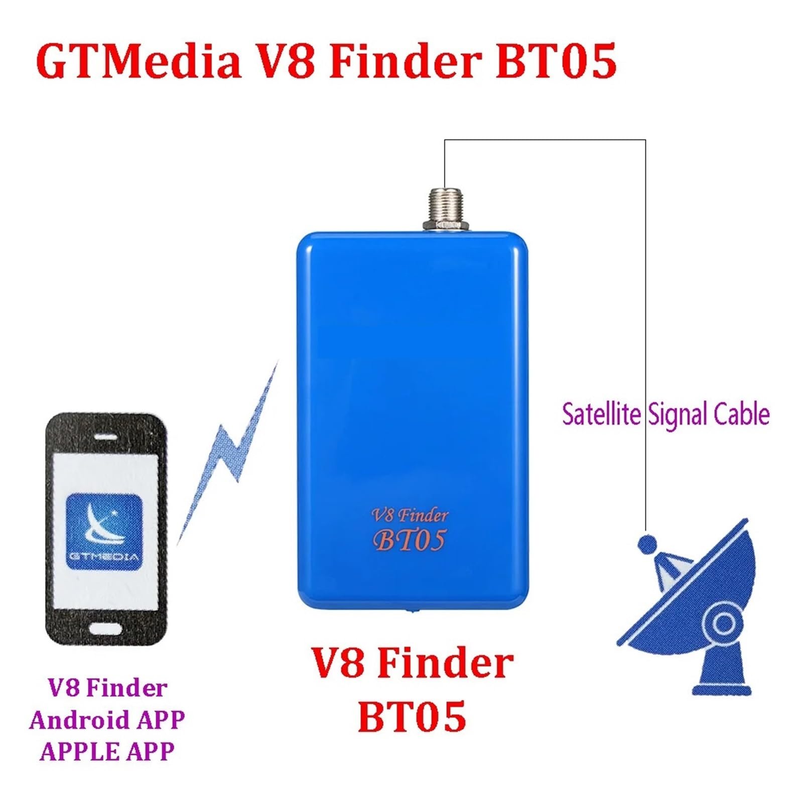 Puntatore Satellitare, V8 Finder BT05 DVBS2 Satellite Support System 1080p Bluetooth BT Sat Batteria agli ioni di litio interna
