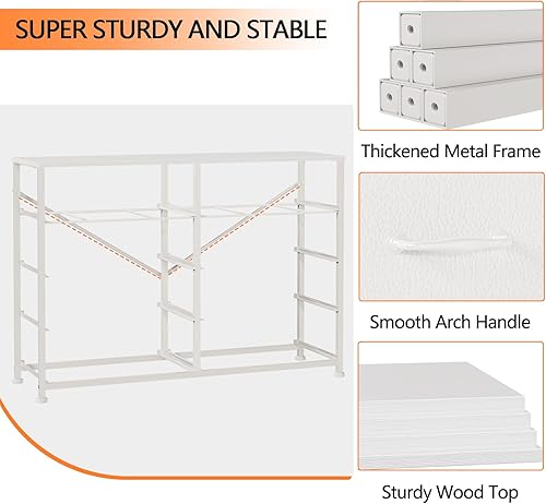 Miniatura 7 de Furnulem Cómoda blanca para dormitorio, 10 cajones para soporte de TV de 55 pulgadas de largo, centro de entretenimiento, organizador de
