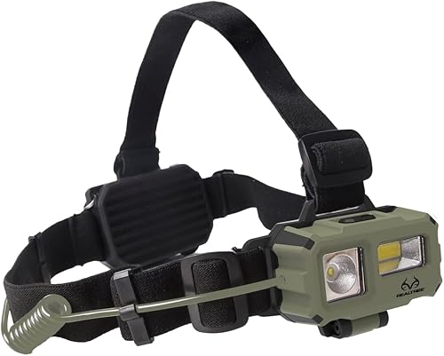 RealTree Luz de faro alcalina brillante de 250 lúmenes, ideal para acampar, cazar, al aire libre