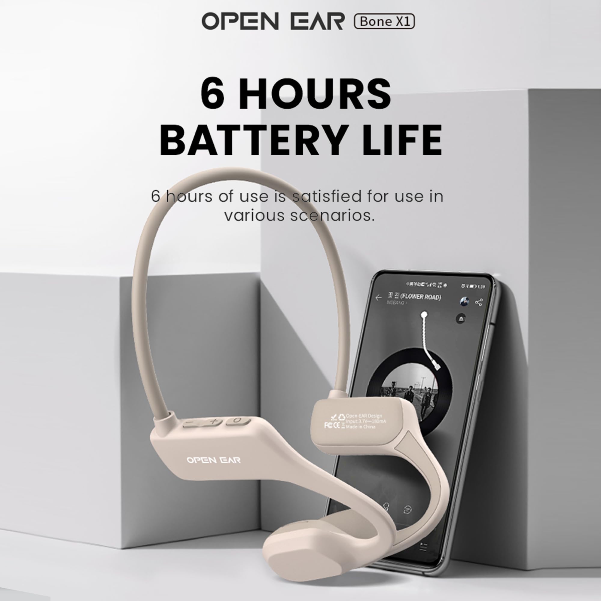 Słuchawki z przewodnictwem kostnym, IPX5, bezprzewodowe ładowanie Bluetooth 5.3, magnetyczne ładowanie z mikrofonem, czas odtwarzania 6 godzin, wodoodporne, odporne na pot słuchawki do
