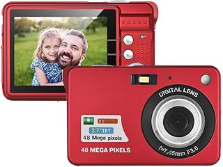Jethrora Câmera digital portátil 1080P Filmadora de vídeo 48MP anti-vibração 8X 2,7 polegadas Tela LCD Detact rosto Captura de sorriso Bateria de lítio integrada com bolsa de transporte Alça de pulso