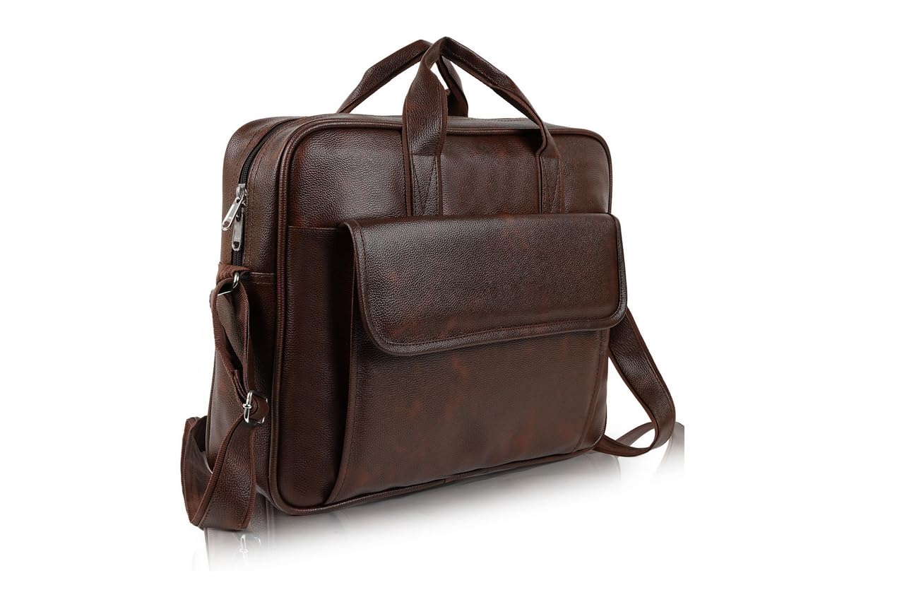 tresky PU Leather Laptop Briefcase Bag for Men, Adjustable Strap, Metal Zipper, Strong Joints-picture-18
