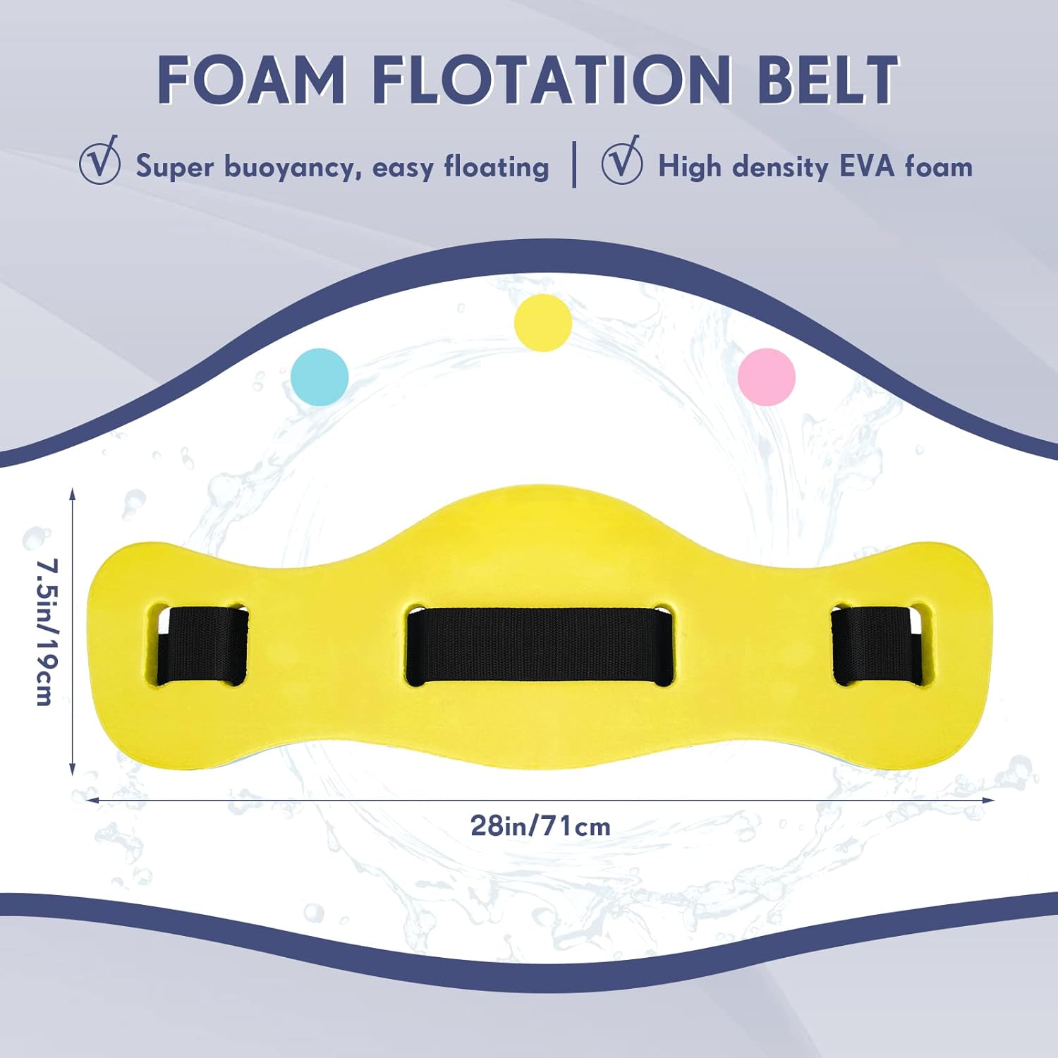 Honoson 6 Pcs EVA Foam Swimming Belt Deluxe Floating Belt Water Pool Aerobics Equipment Exercise Swim Flotation Aid for Adult Kids Training Low Impact Workout Physical Fitness