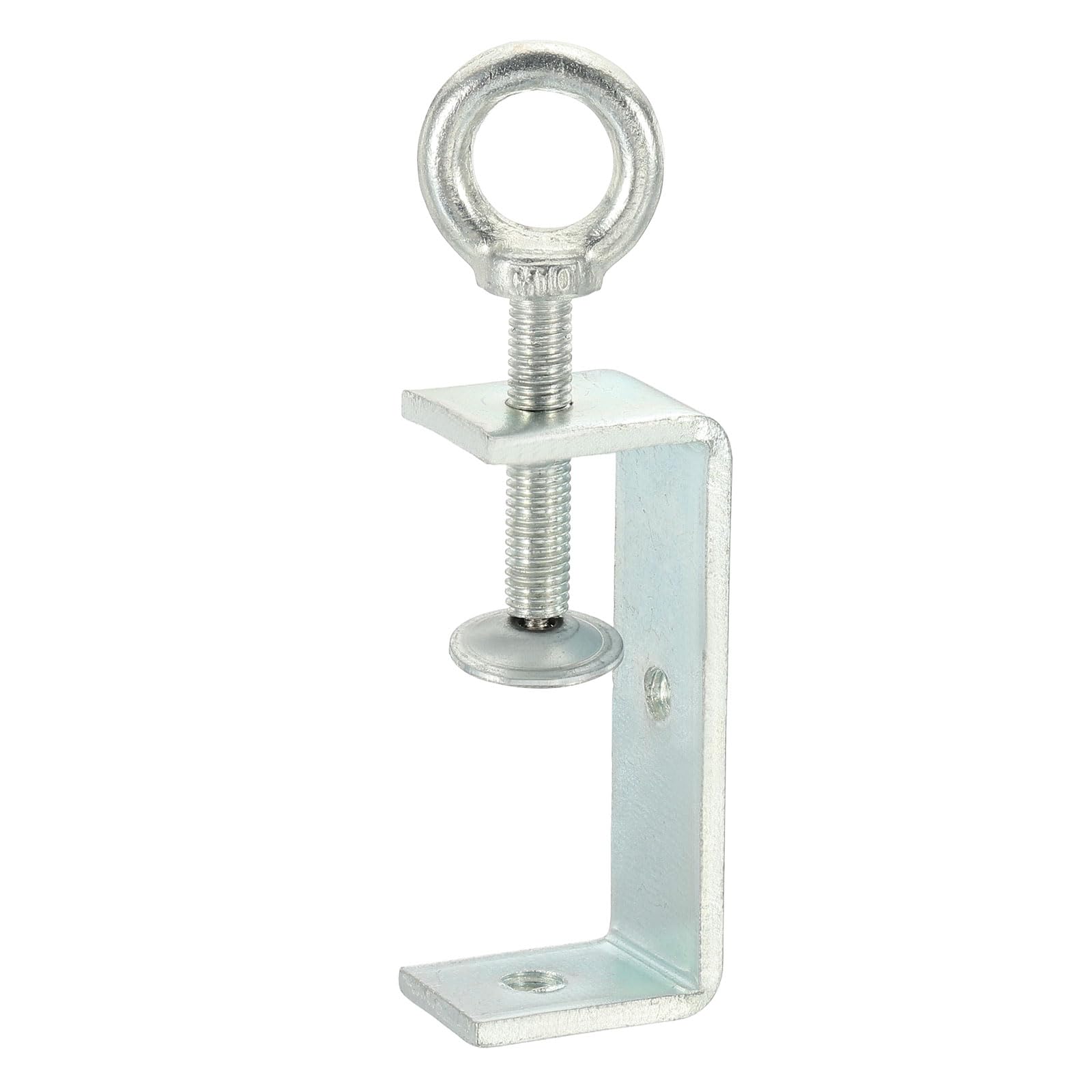 sourcing map Carbon Steel C Clamps 85mm Square Galvanized Mini Tiger Clamp Adjustable Heavy Duty Metal U Clip with Eye Hook Screw for Woodworking Welding Mounting, Blue White
