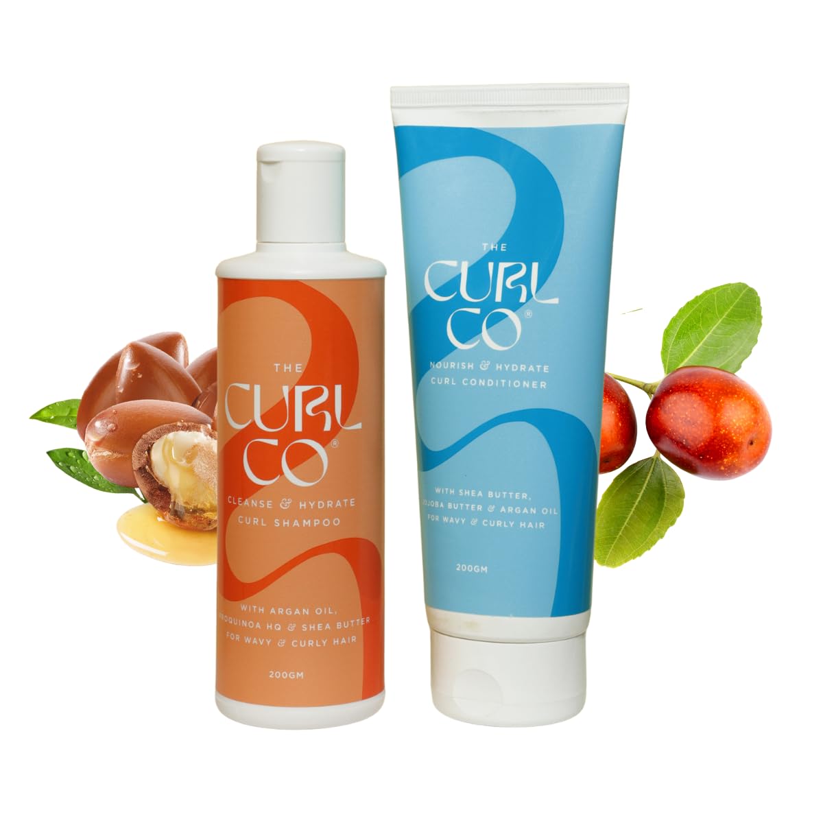 TheCurlCo Shampoo + Conditioner Combo |Cleansing & Hydrating | No sulphates, silicones, parabens, alcohol, mineral oils |Great for curly, wavy, dry, frizzy & damaged hair| Pack of 2 (200 gm each)