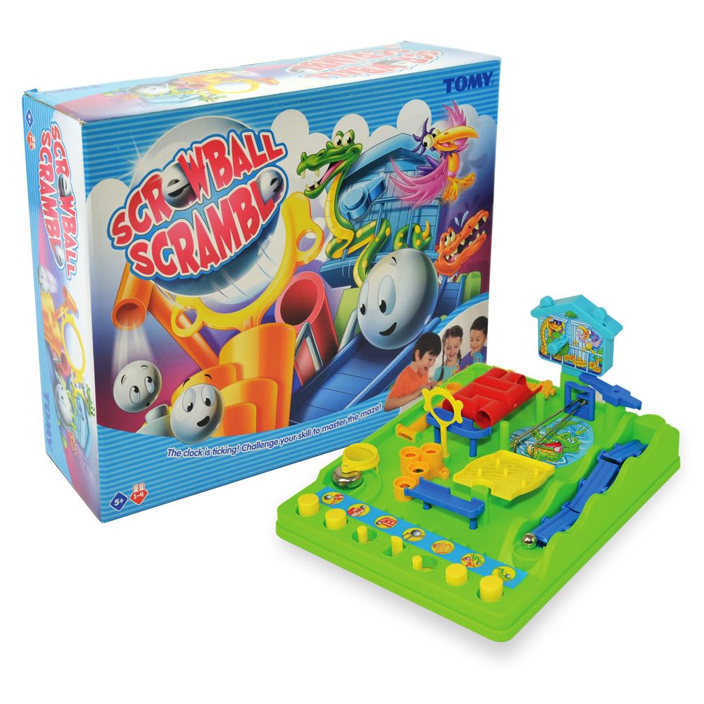 TOMY Screwball Scramble Classic Retro Children's Preschool Action Board Game, Puzzle Board Family Game, Kids Game For 5, 6, 7