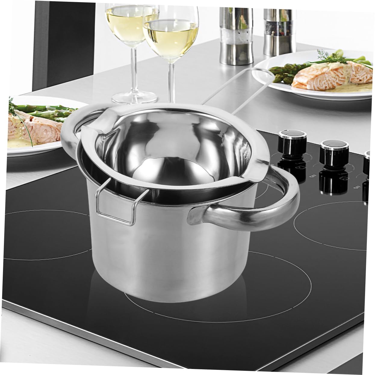 Cabilock 1Set Stainless Steel Candy Melting Pot Double Boiler for Chocolate Cheese and Butter Melting for Homemade Treats and Resistant Sturdy Design