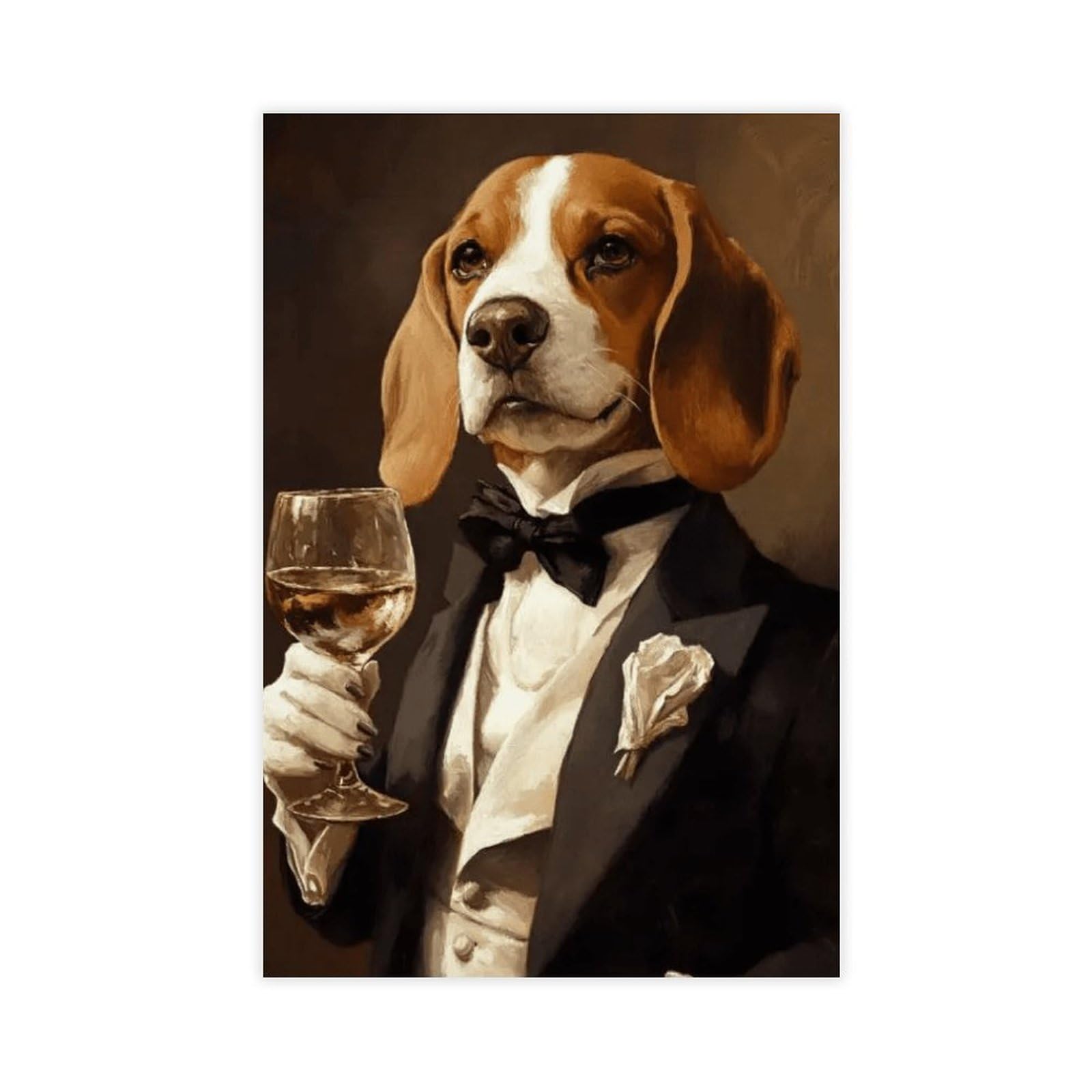 NFFBGFD Beagle In Tuxedo Canvas Poster Bedroom Decor Landscape Decor Gift 16x24inch(40x60cm)