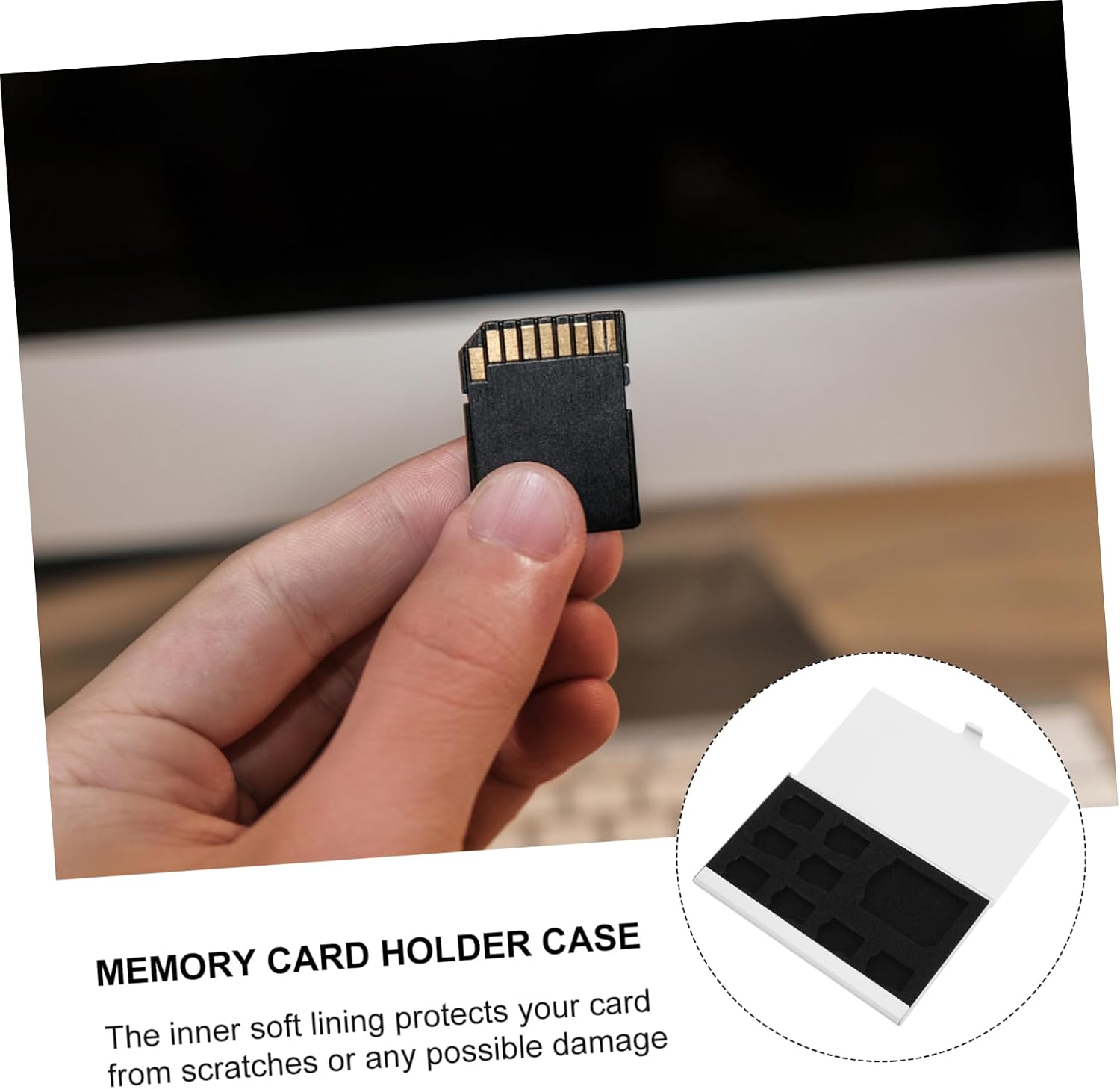 Aluminum Alloy Memory Card Case 9 Slot Silver Holder