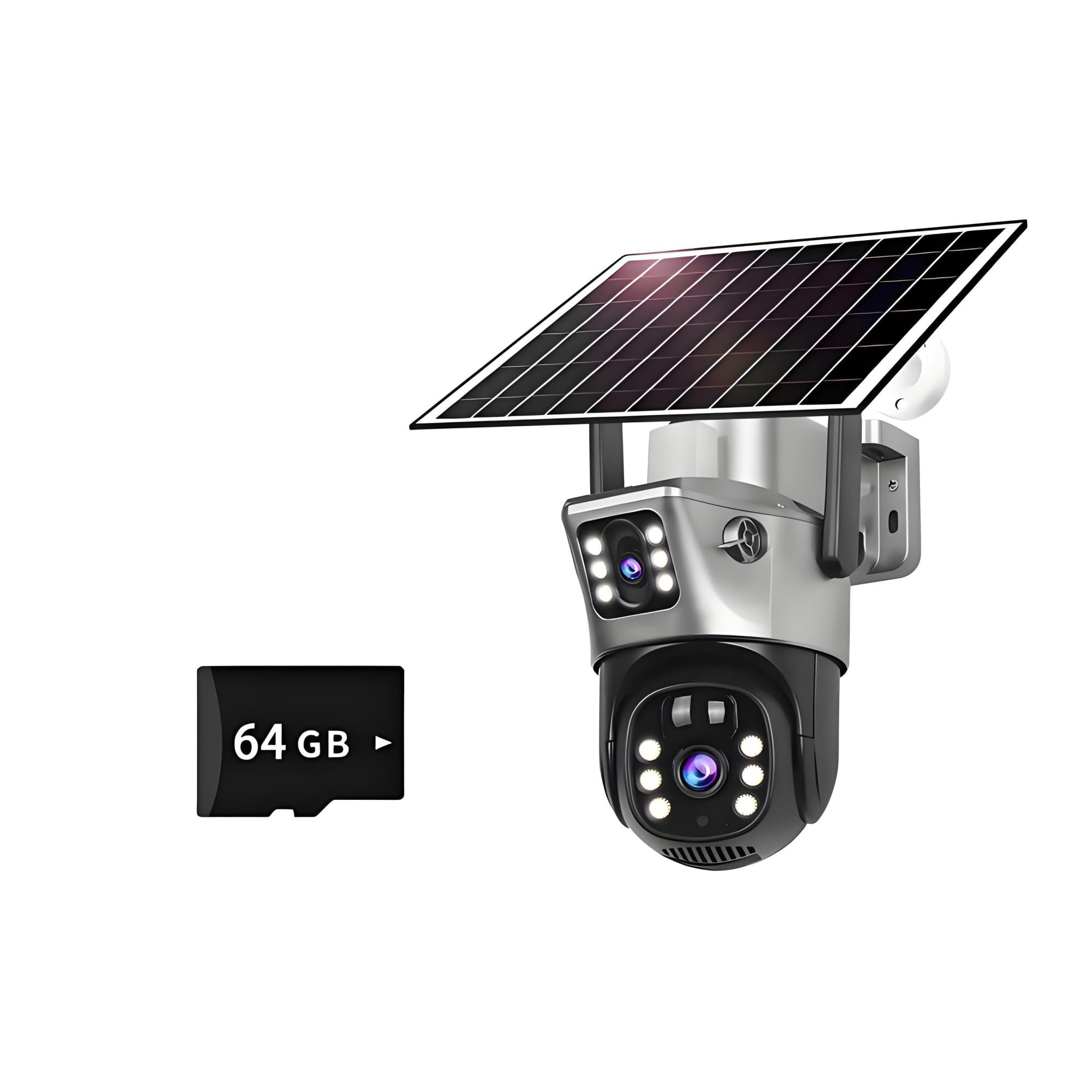 Oshpmbdlyfj 4K No Zoom Add 64G 10X Zoom 4G Sim Solar Camera Outdoor 6K 12Mp Three Lens Hd Night Vision Ip Surveillance Camera Security Protection Ptz Cctv Cam(4K No Zoom Add 64G)