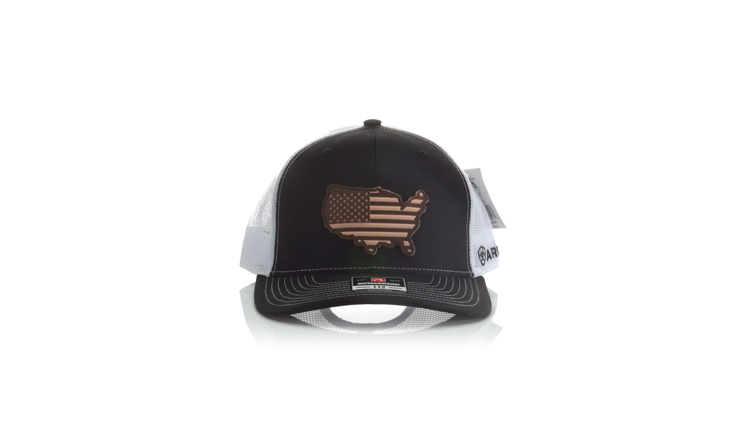 Ariat Men's Black USA Country Leather Patch Mesh cap