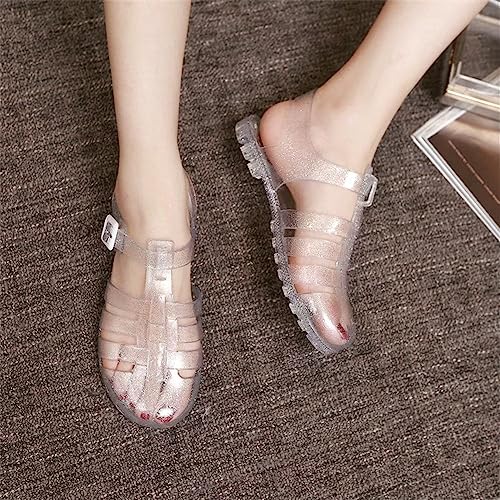 Image of Hee grand Crystal Jelly Heel Sandals for Women Summer Beach Jelly Shoes
