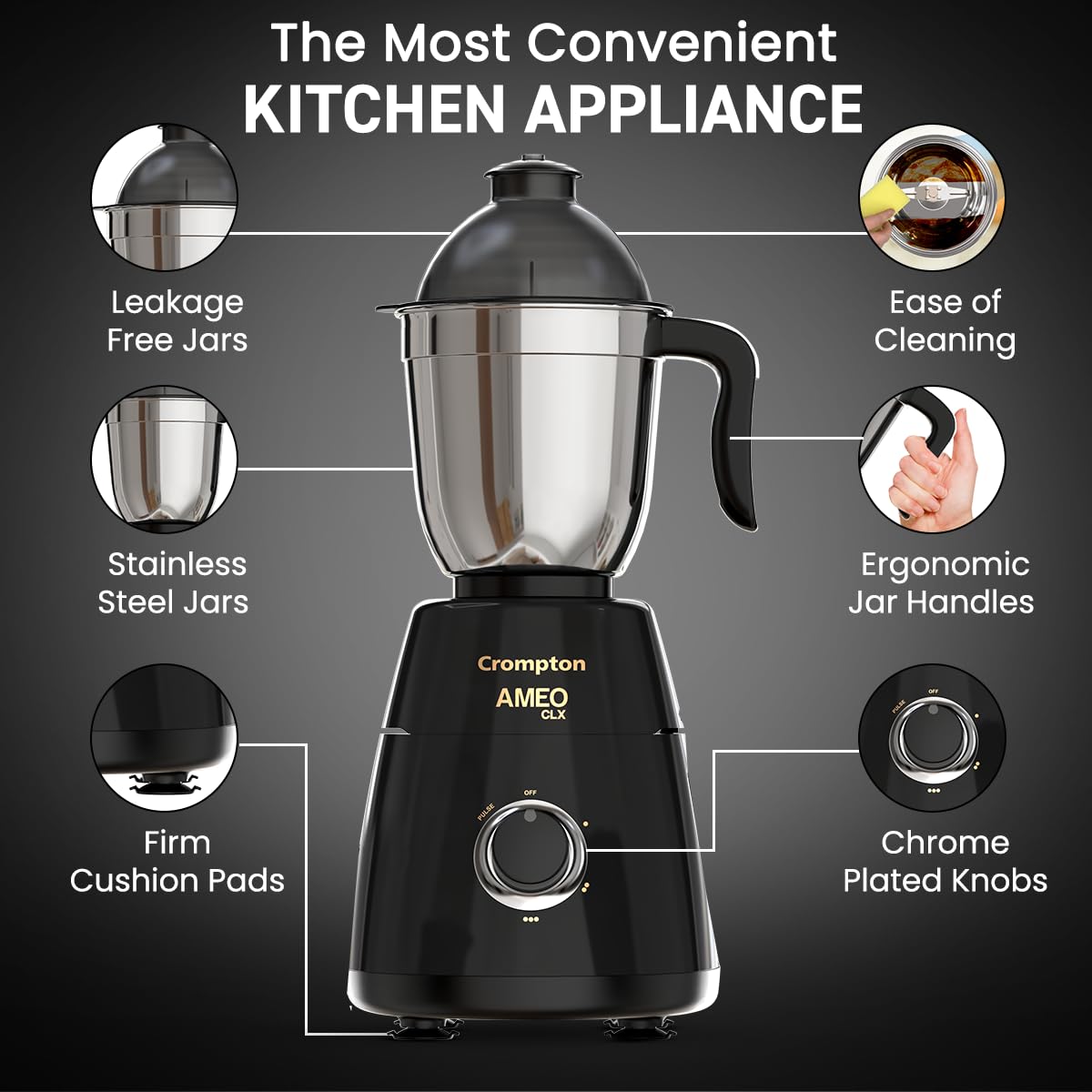 Crompton Ameo Mixer Grinder - 750W Powerful & Durable -6 Crompton Ameo Mixer Grinder - 750W Powerful & Durable -6