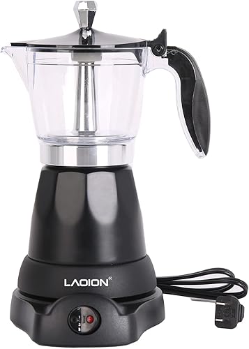 Miniatura 1 de LAOION Cafetera eléctrica y espresso de 6 tazas (taza de espresso  1.7fl oz), cafetera eléctrica italiana de 10.1fl oz para el hogar, campamento y