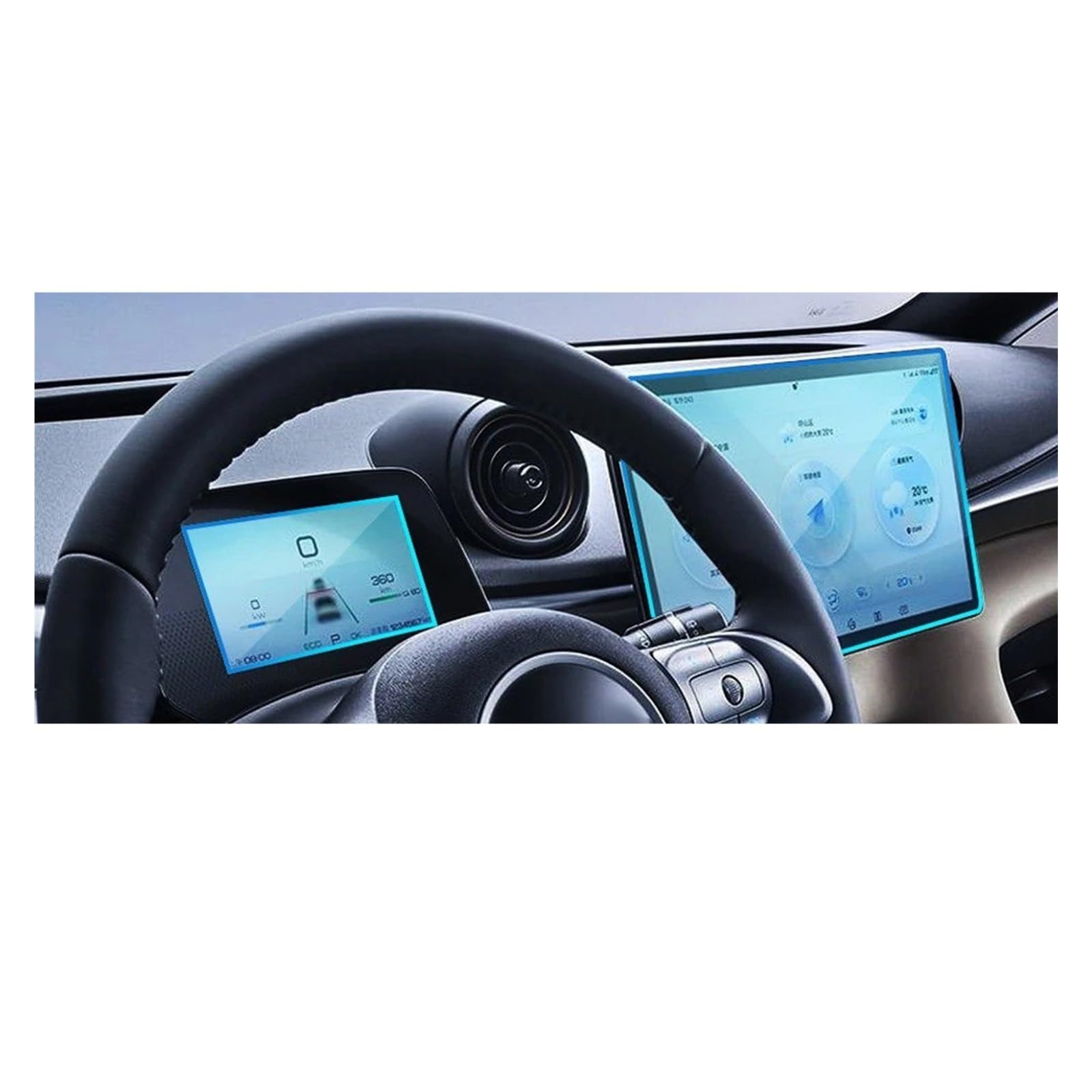 Pellicola Protettiva in Vetro temperato per Auto BYD Dolphin 2024 2025, per Console Centrale, navigatore GPS e Schermo.