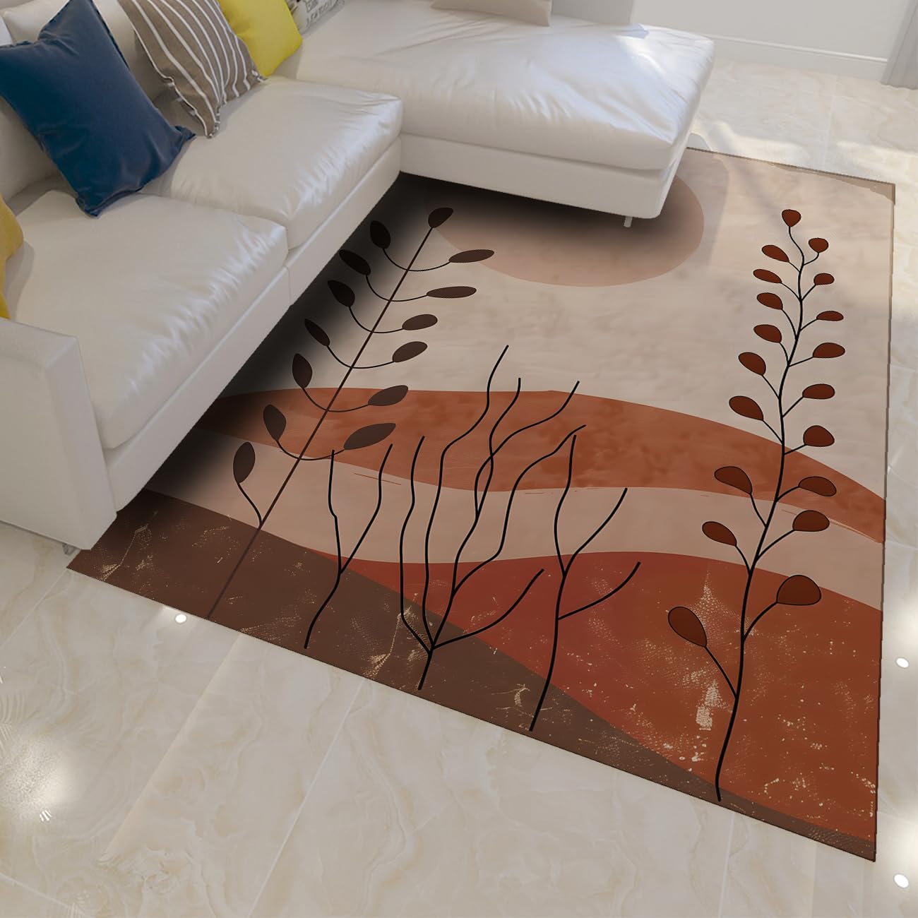 Tapis feuilles de plante modernes 160x230cm cuisine et entrée