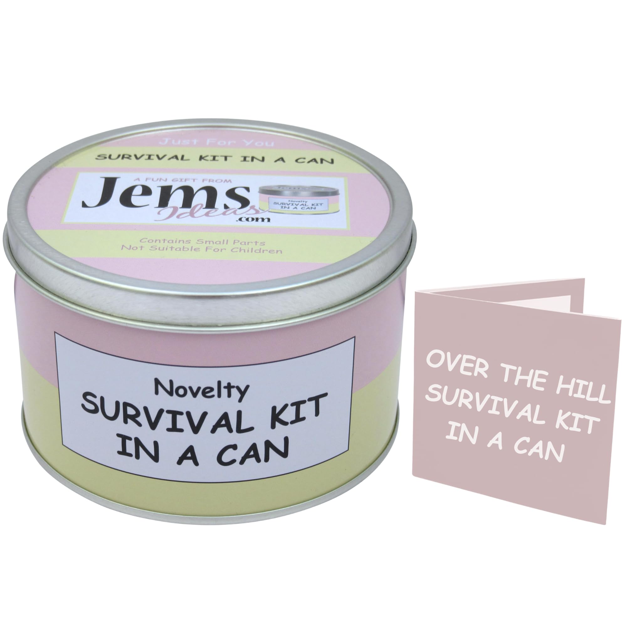 Survival Kit In A Can Men's Pink/Cream Over The Hill – Funny Birthday Gift For Or Wo – Humorous Getting Older Present & Novelty Keepsake For 40Th, 50Th, 60Th Or Retiret ()