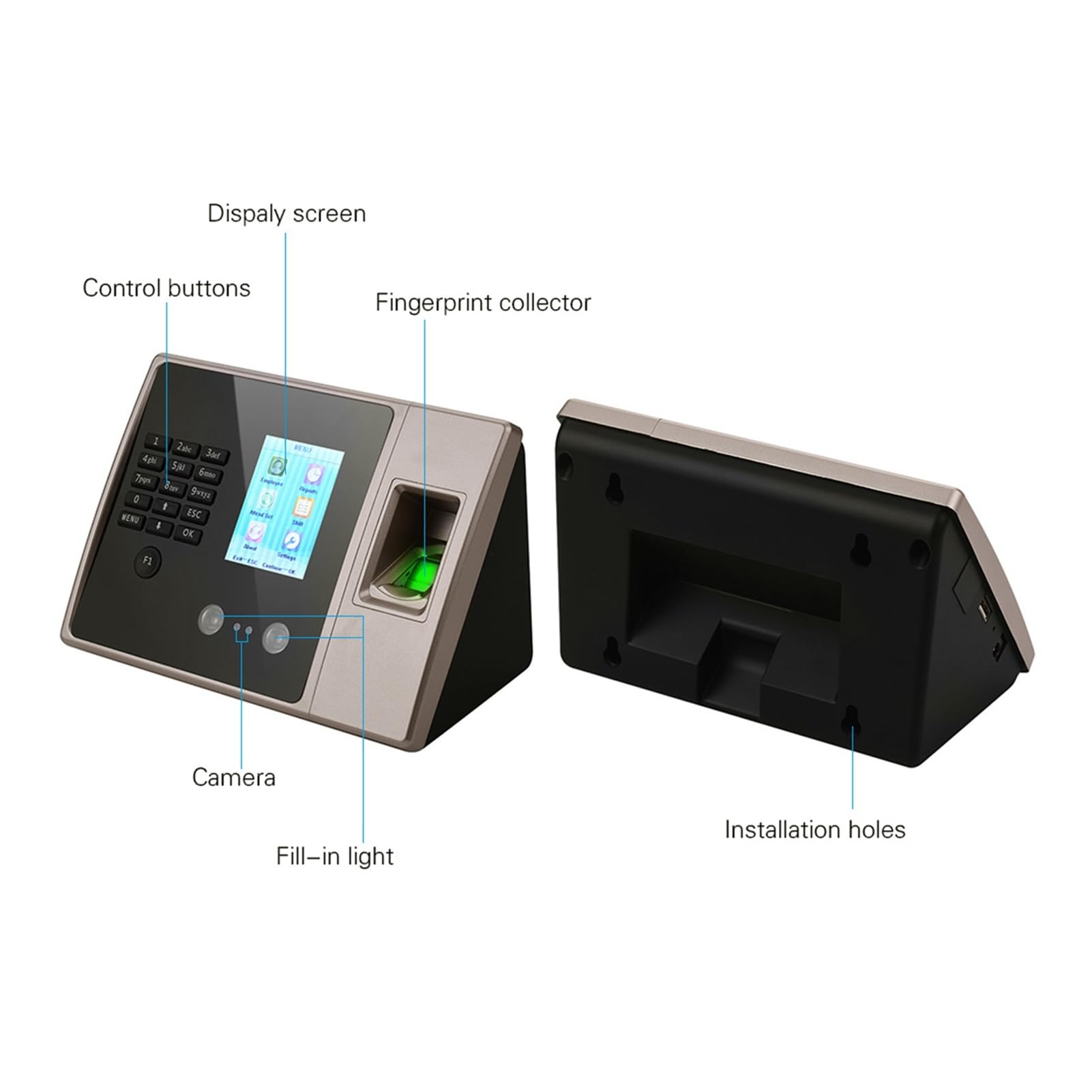 Intelligente biometrische Fingerabdruck-Zeiterfassungsmaschine mit HD-Display, Uhr-Unterstützung, Passwort