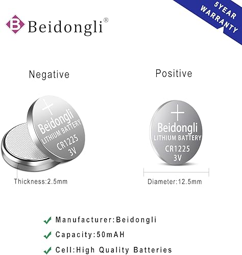 Miniatura 3 de Batería CR1225 de 3 V BR1225 CR 1225 Litio Botón Celda Monedas 5 años de garantía (20 unidades)