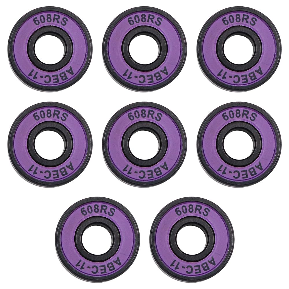 Roulements Skateboard 608 RS ABEC-11, Accessoires de Skateboard Haute Vitesse 8Pcs (Violet)