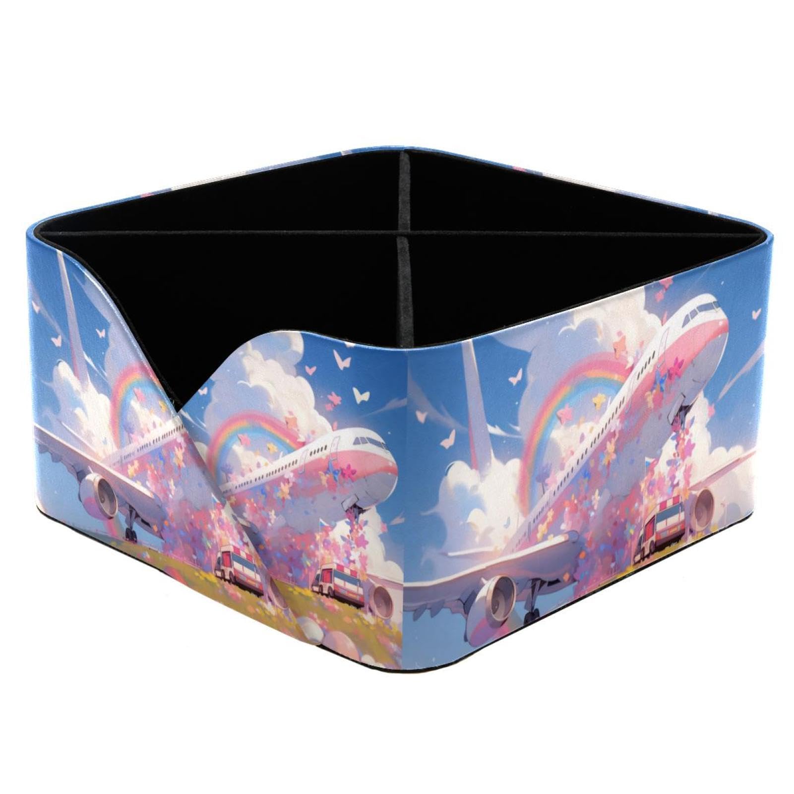 Porte-stylo rose rectangulaire avec motif avion, cadeau de rentrée idéal