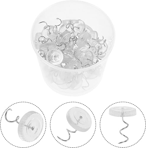 Miniatura 9 de EXCEART 50 alfileres giratorios de cabeza transparente para falda de cama, pasadores giratorios para sujetar tachuelas de tapicería para fundas y