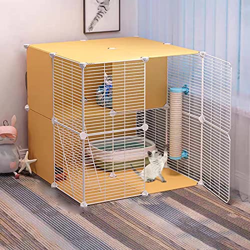 猫ケージ、猫プレイペンメタルワイヤー犬小屋木枠小動物ケージ1-2猫に最適 FANDIAO