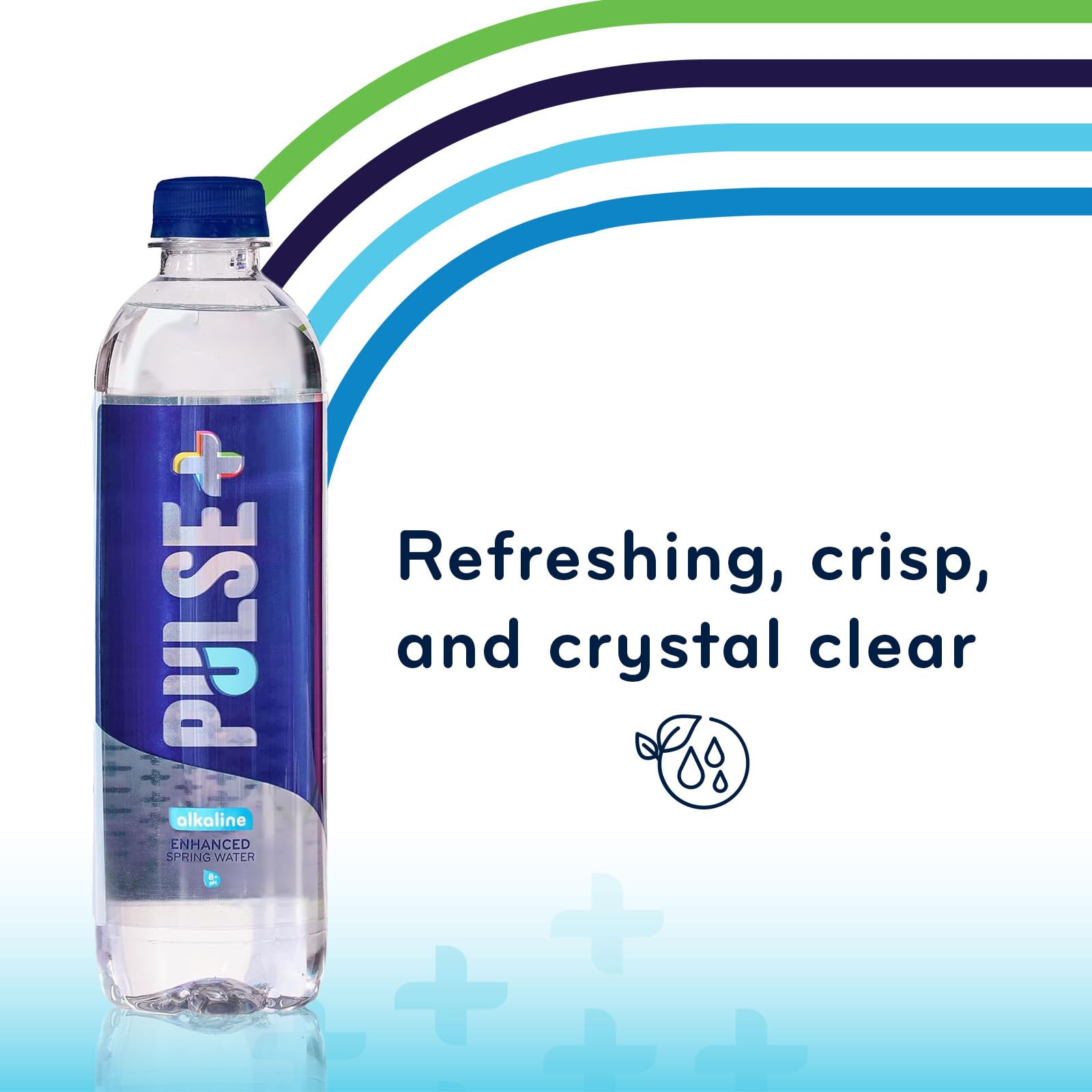 Pulse+ Alkaline Water - Naturally Filtered Spring Water in 1 Liter PET Plastic Bottles, Recyclable and BPA-Free - Case of 24