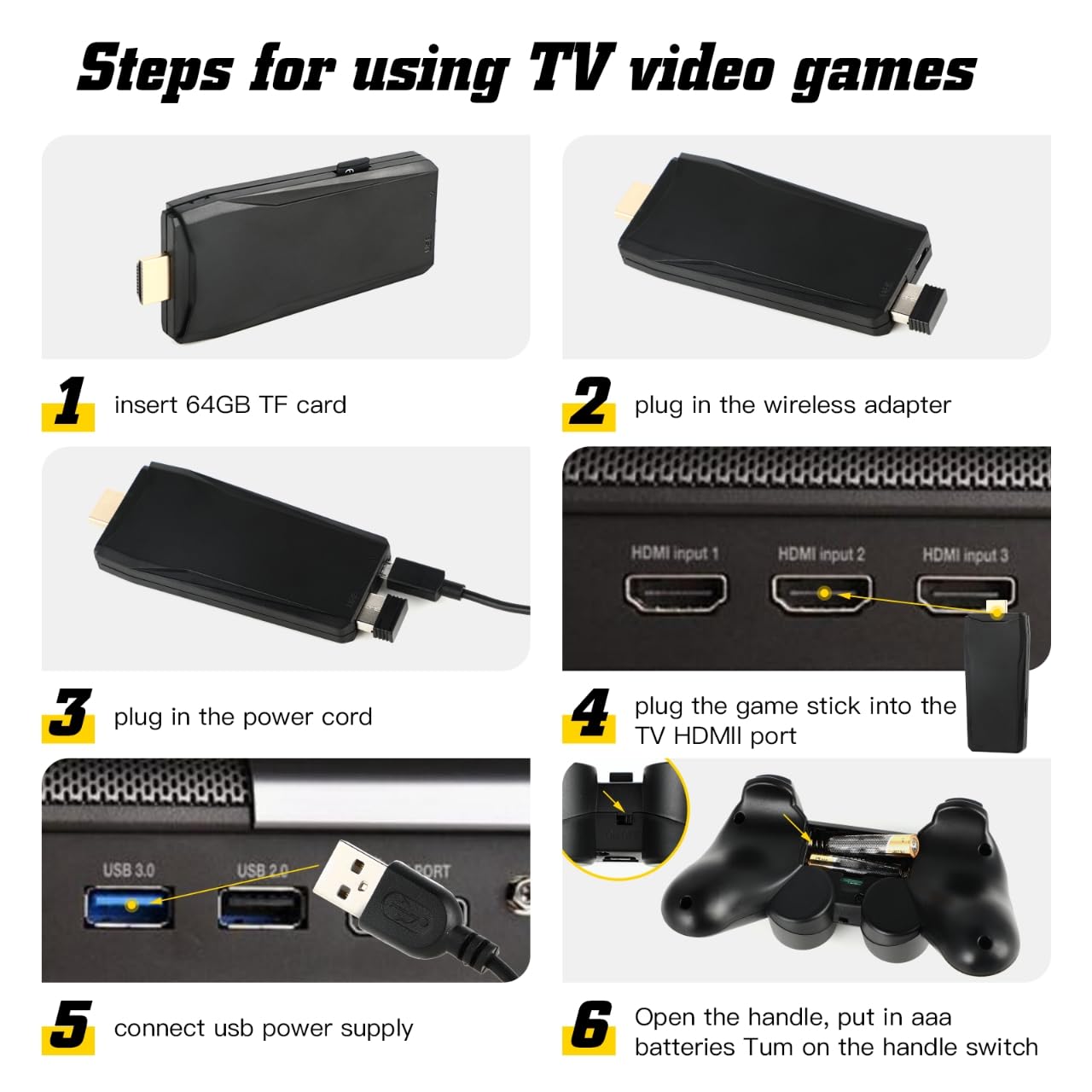 Retro Game Console, Wireless Retro Game Console, 24500+ Games Built-in, Plug and Play Video Games, 4K HDMI Output, 9 Emulators, Dual 2.4GHz Wireless Game, Black — view 5