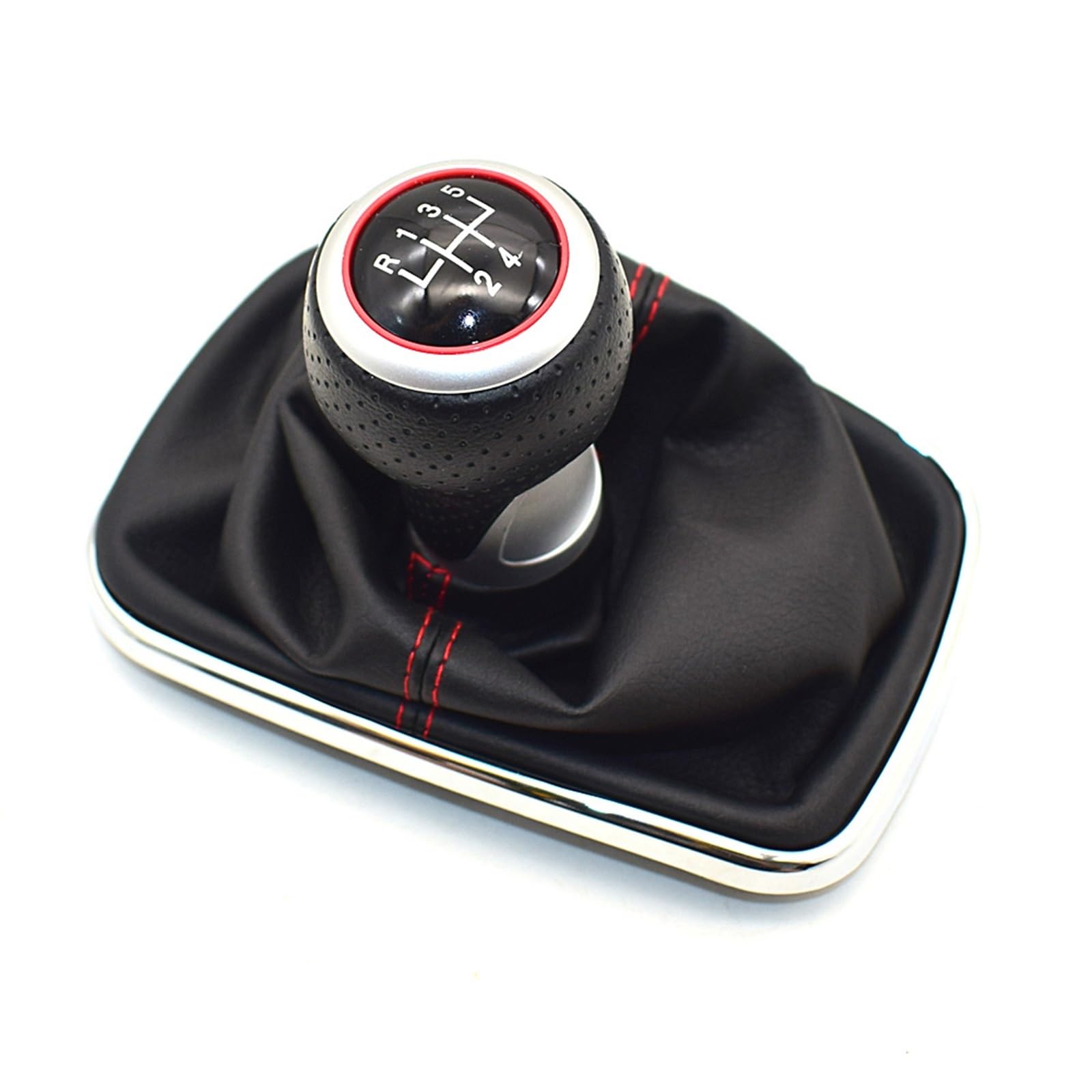 HSUKIHO Car Shift Knob Cover for VW for Golf 4 for MK4 for GTI for R32 for Bora for Jetta 1999-2004 5/6 Speed Car Gear Shift Knob Lever Shifter Gaitor Boot(Red 5 Speed)