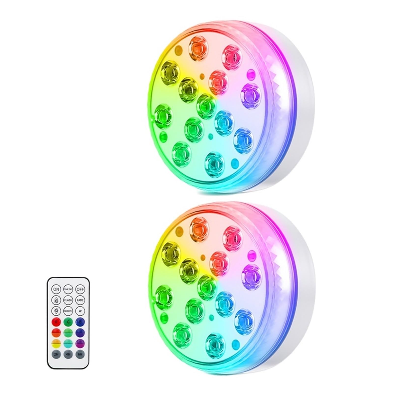 Podwodne Oświetlenie Basenowe Wodoodporne Światła LED Ze Zdalnym Oświetleniem RGB Do Wanny I Prysznica Fontanny Wystrój Ogrodu Tworzenie Atmosfery(2 Light 1 Controller,7.0CM)
