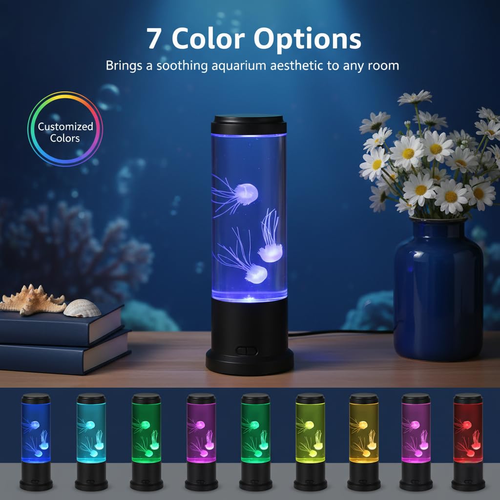 Lampe méduse, lampe à lave LED de 28 cm, changement de couleur, cadeau pour enfants et adultes, décoration pour la maison et le bureau