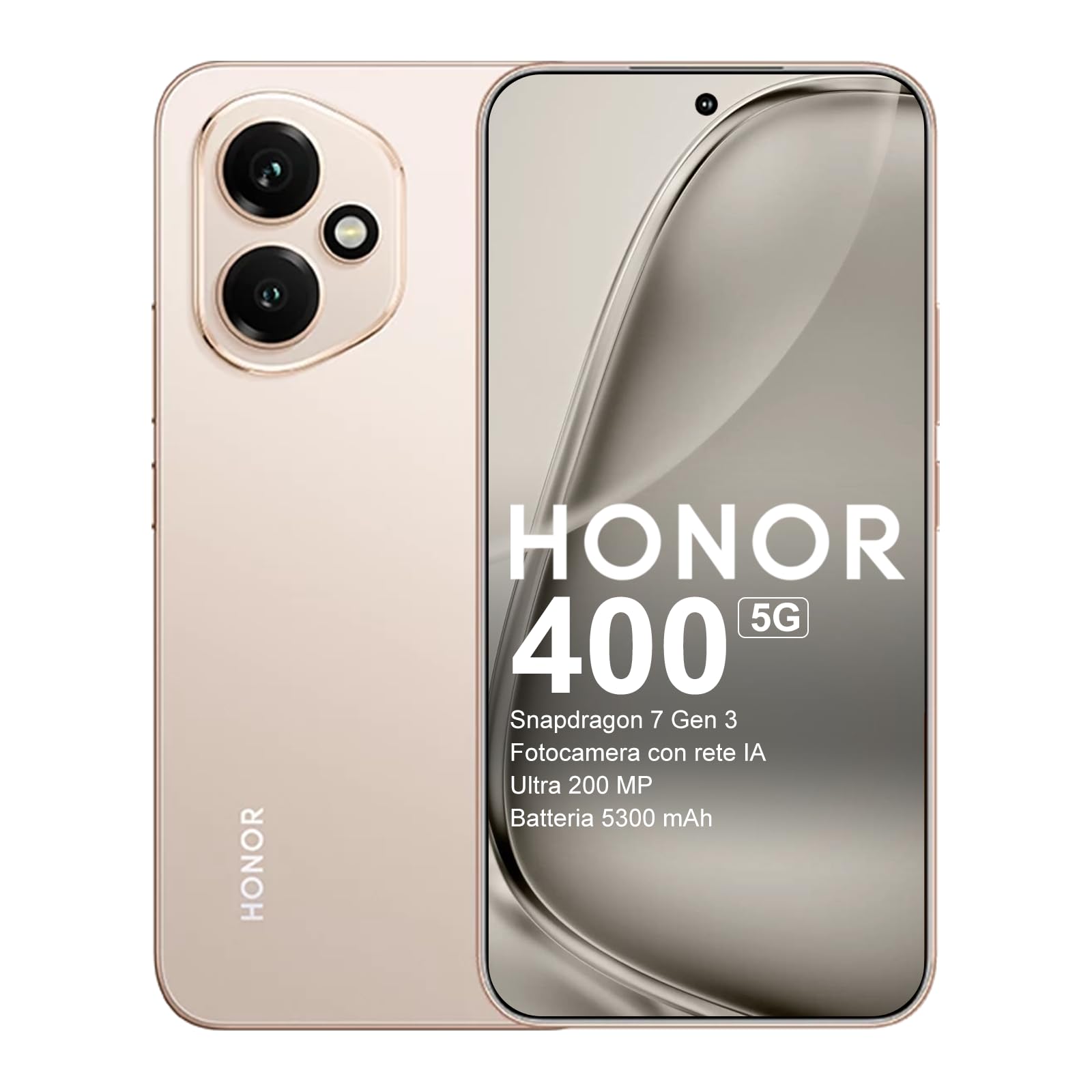 HONOR 400 Smartphone, Display AMOLED 6,55" 120Hz, 200MP Fotocamera, Batteria 5170mAh 66W, 8GB+512GB, 5G Dual SIM, Android 15 Cellulare