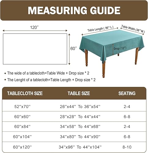 Miniatura 7 de Mantel texturizado rectangular de 60 x 84 pulgadas, resistente al agua, a prueba de derrames, lavable, tela sin arrugas, cubierta de mesa de comedor