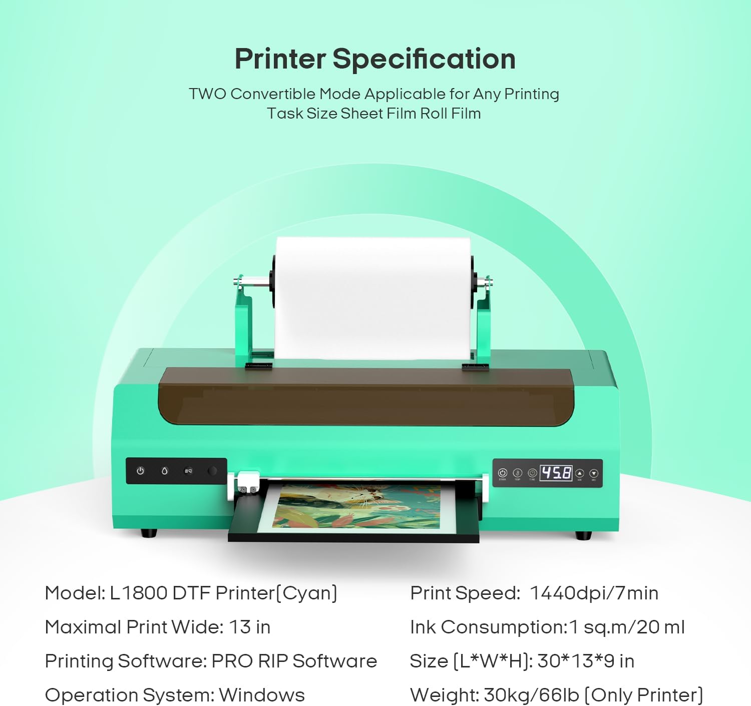 Printer specifications and dimensions