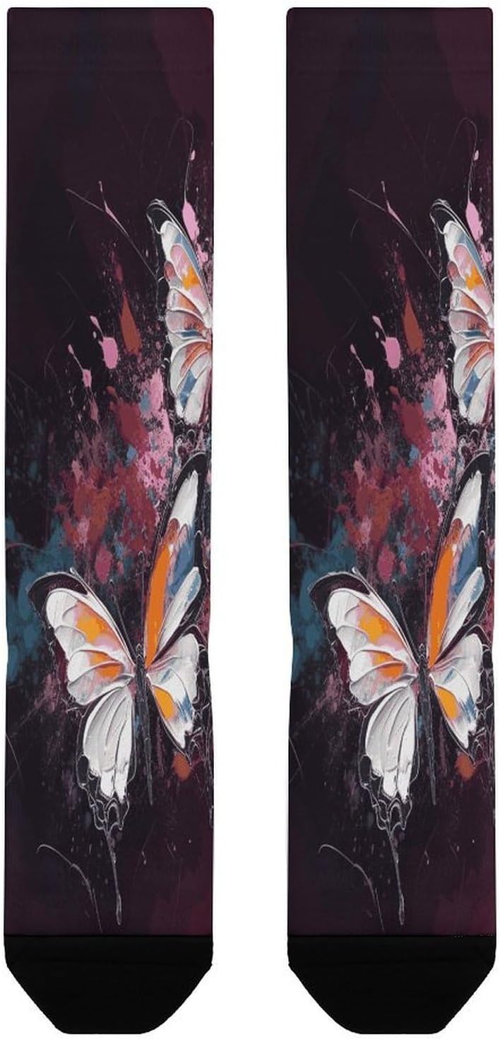 Abstract Butterfly Crew Socks Calf Socks Athletic Crew Sock