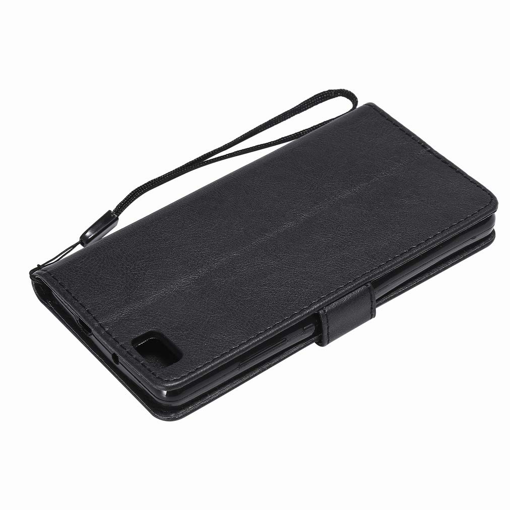 Laybomo Huawei P8 Lite/ALE-L21 Custodia PU Pelle Portafoglio con Slot per schede Morbido TPU Silicone Gomma Magnetico Protezione Flip Cover Custodia per Huawei P8 Lite, Stile Aziendale (Marrone
