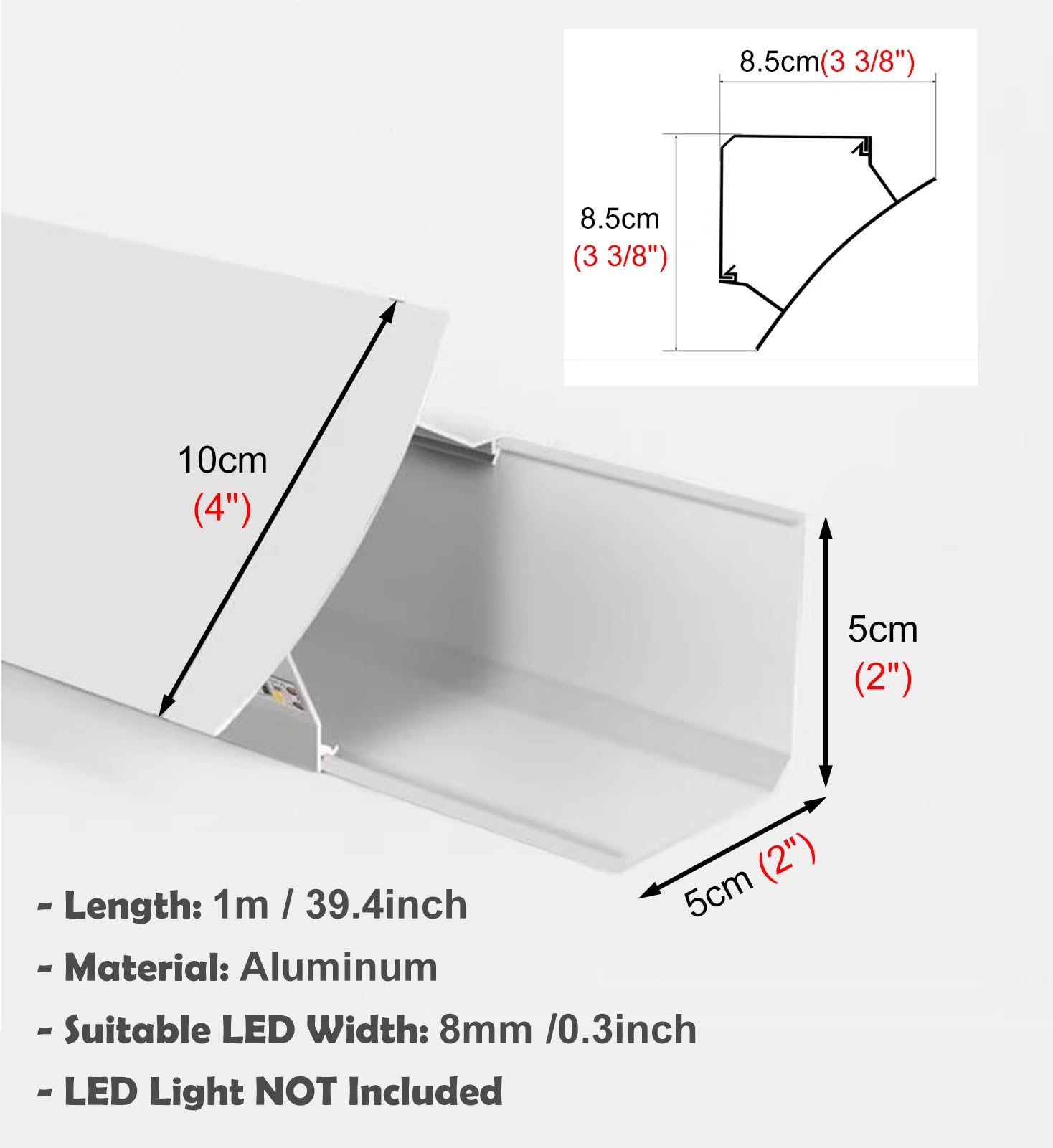 Aluminiowy kanał taśmowy LED do wykończenia wieńca sufitowego, pokrywa gniazda, oświetlenie pośrednie 2 m, liniowe oprawy oświetleniowe, poprawia wystrój domu