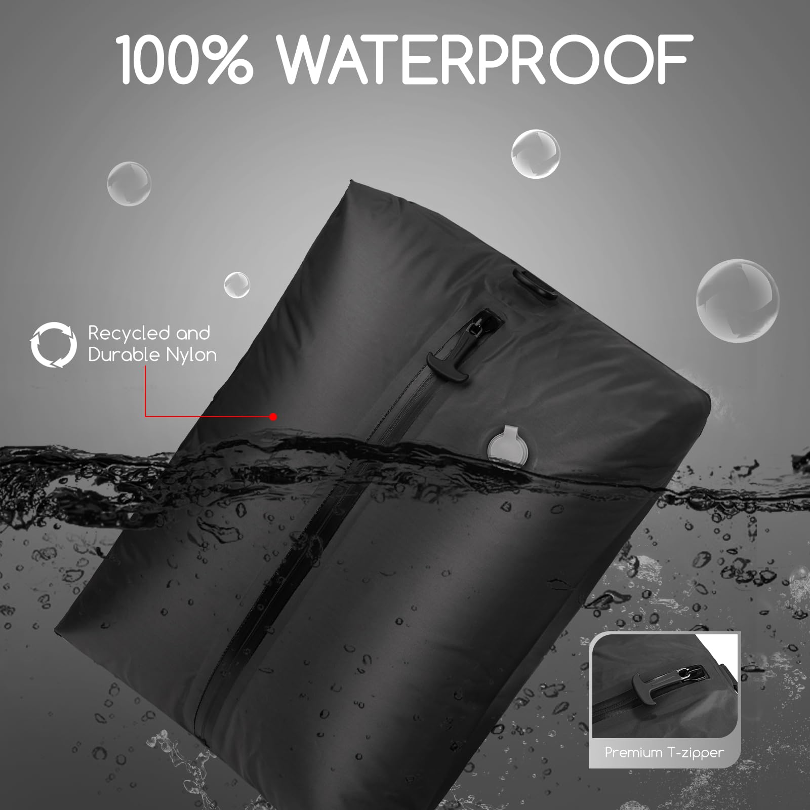 2 Pack Vakuumbeutel für Reisen mit Luftpumpe, TPU Wiederverwendbare Vakuum-Kompressionsbeutel für Reisen mit wasserdichtem Reißverschluss, platzsparende Tasche für Koffer, Rucksack, Schwarz