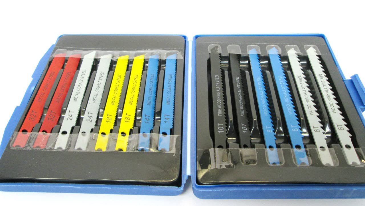 Lot De 14 Lames De Scie Sauteuse Avec Mallette - 7 Types T6 à T32 - Acier Carbone Pour Bois, Plastique Et Métal