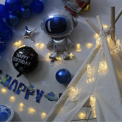 Miniatura 4 de Luces LED para dormitorio de niños, 20 luces LED de noche para niños con cohete planeta astronauta 3D, 8 modos de luces de hadas que funcionan con