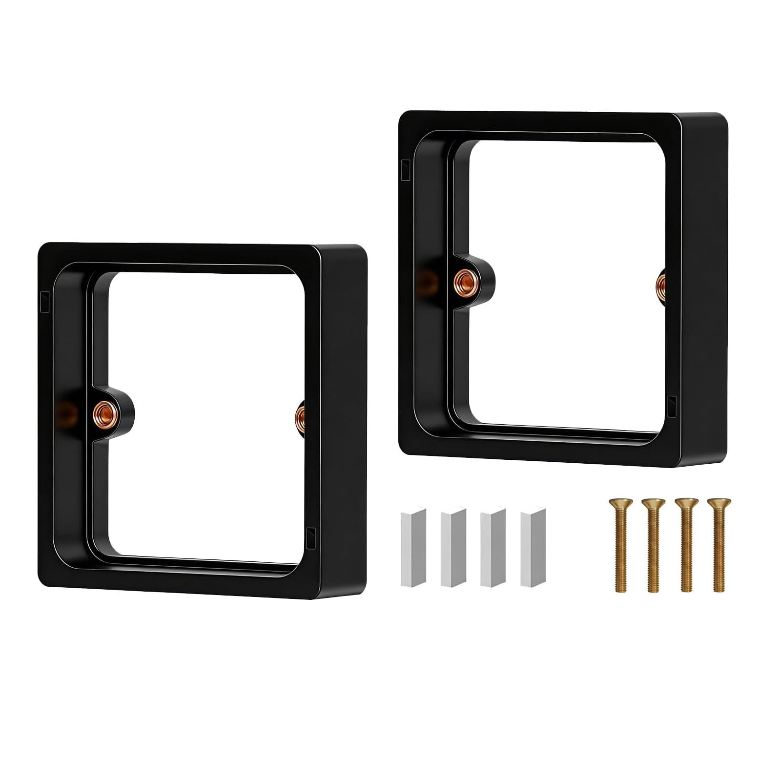 KOOLEVER 2 Pcs 1-Gang 20mm Black Single Socket Spacer, Wall Box Extender for Light Switches, Includes 4 Screws and 2 Auxiliary Nails, Electrical Socket Spacer for Light Switch Installation