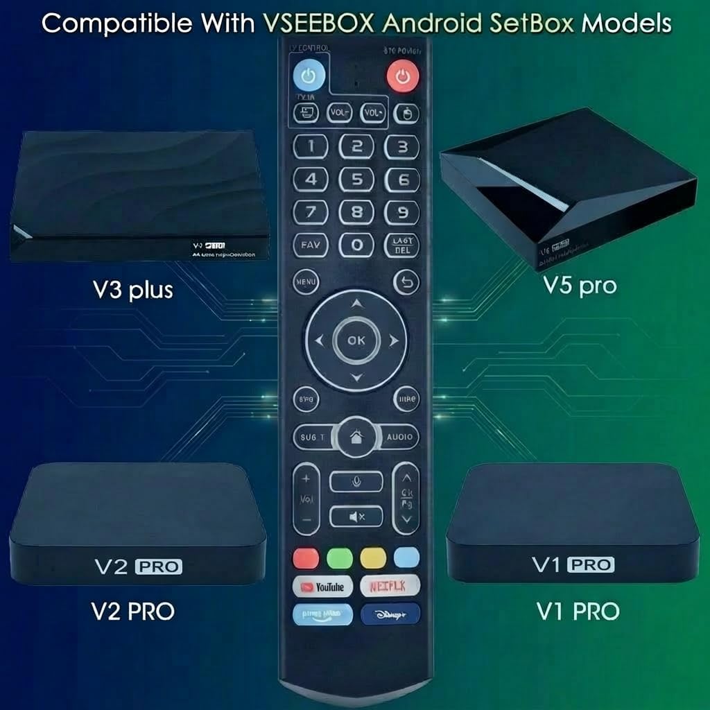 Replacement Voice Remote for vSeeBox V3 Pro,Control Compatible with V5 Pro / V3 Plus/V3/ V2 /V1 Max/Elite/Max