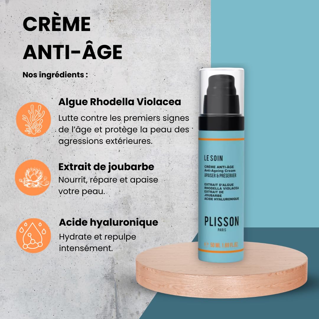 Plisson - Cofanetto Gueule d'Amour - 1 cura contorno occhi + 1 crema anti-invecchiamento viso + 1 balsamo per labbra - 3 trattamenti per uomo - 97-99% di ingredienti di origine naturale -