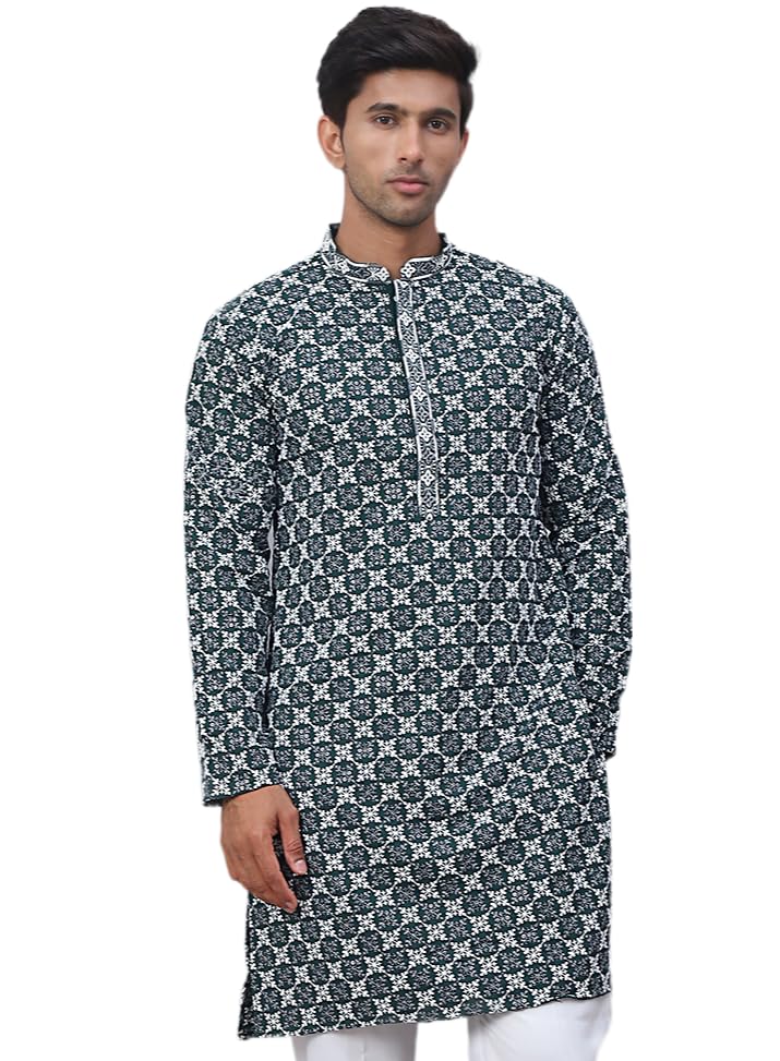 Jompers Olive Embroidered & Sequins Kurtas For Men. (Olive, M)