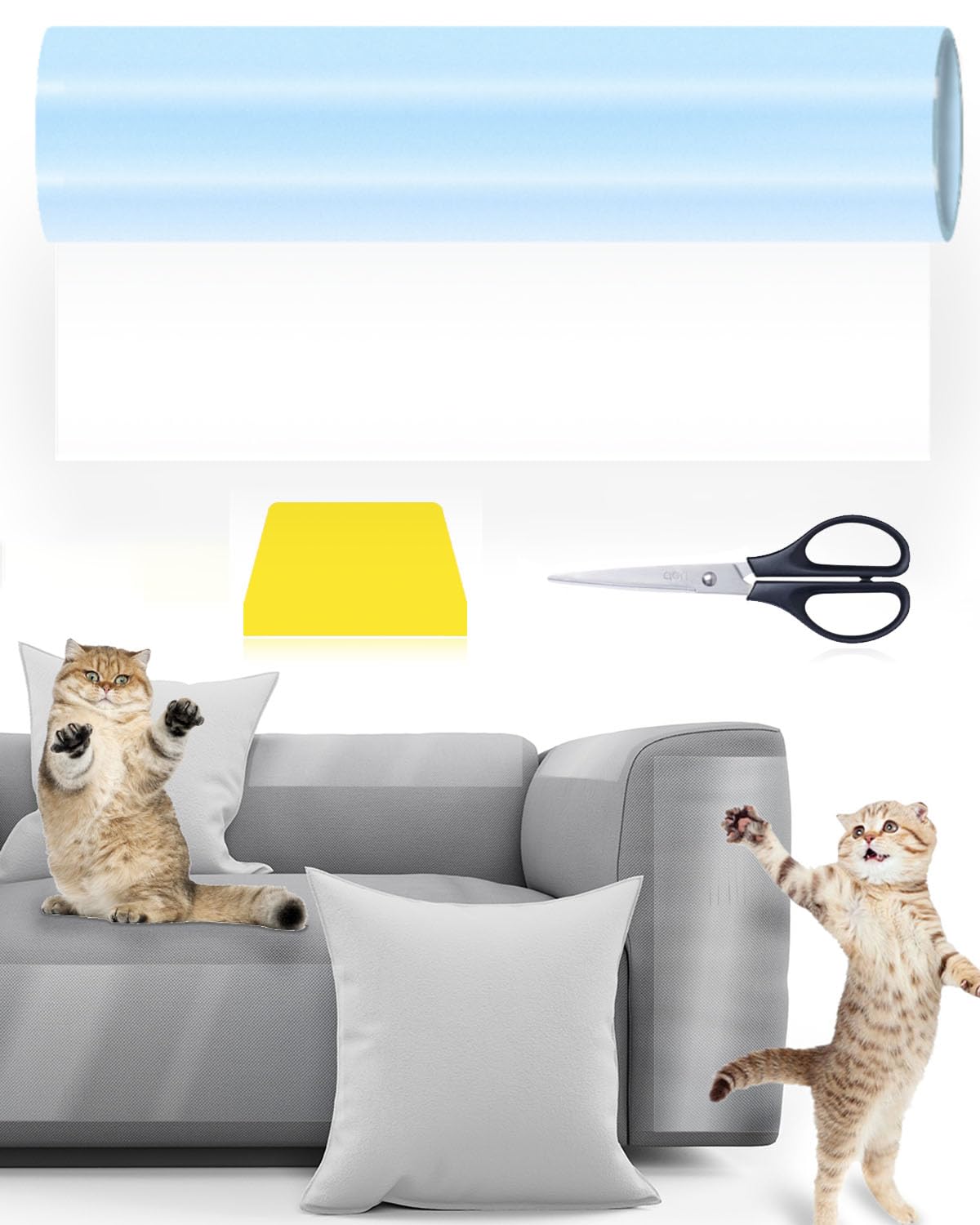 Scratch Protection Cat Tape 3 m (20 cm x 3 m), Sofa Transparent Scratch Protection, Furniture Protector Cat Furniture Protection Scratch Pads, Sofa Cat Pad Dogs Scratch Protection for Sofa Wall Door