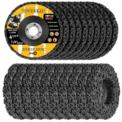 Image of 20 Pack 4.5 inch Strip Discs for Angle Grinder, Wire Stripping Wheel Paint Remover for Metal Surfaces, Abrasive Wheels Grinding Discs for Rust Welds Oxidation (4-1 /2 inch x 7 /8 inch), Black