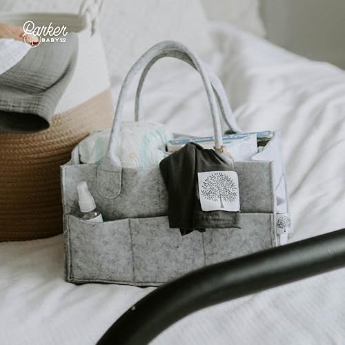 Miniatura 12 de Parker Baby Organizador de pañales para bebé, contenedor para dormitorio de bebé, organizador de automóvil para pañales y toallitas para bebés, Gris